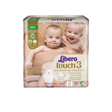 A 48 darabos Libero Touch 3-as méretű nadrágpelenka kialakításának köszönhetően tökéletes választás 5 és 9 kg közti babák számára hétköznapi használatra.