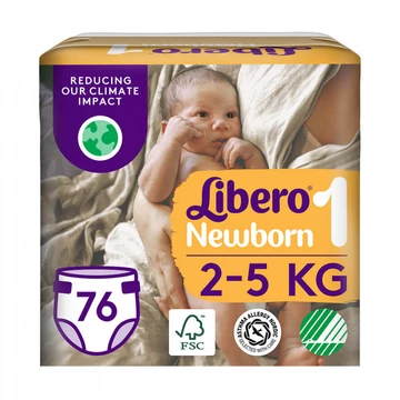 A 76 darabos Libero Newborn 1-es méretű csomagjában található pelenkák méretükből adódóan 2 és 5 kg közötti újszülöttek hétköznapi használatra ajánlott.