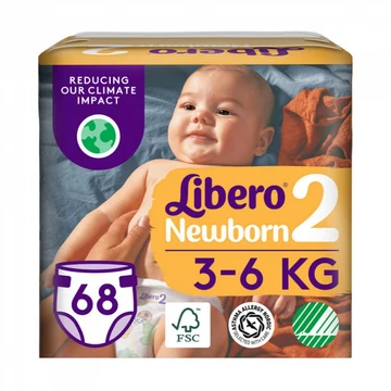 A 68 darabos Libero Newborn 2-es méretű csomagjában található pelenkák méretükből adódóan 3 és 6 kg közötti újszülöttek hétköznapi használatra ajánlott.