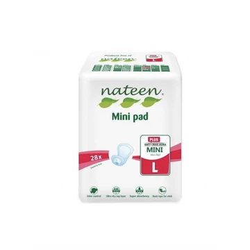 A Nateen Mini Pad Plus L higiéniai betét 800 ml felszívóképességgel, bőrbarát réteggel és szagsemlegesítő formulával diszkrét és kényelmes védelmet nyújt.