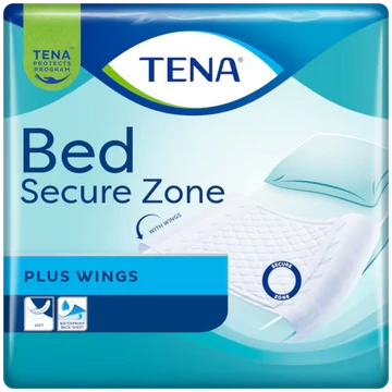A húsz darabos kiszerelésben kapható TENA Bed Wing Plus 180x80 centiméter nagyságú antidecubitus betegalátét segítséget nyújt az inkontinenciától szenvedőknek.