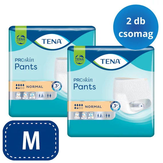 A 2 x 30 darabos kiszerelésben kapható, M-es TENA Pants Normal pelenkanadrág FeelDry Advanced™ technológia gyorsan elvonja a felületről a nedvességet.