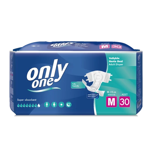 Az M-es méretben kapható OnlyOne felnőtt pelenka extra nedvszívással maximális kényelmet és diszkrét védelmet nyújt felnőttkori inkontinencia esetén. 
